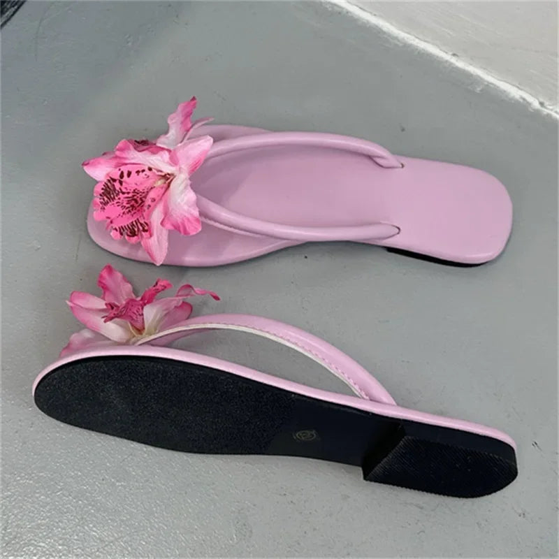 Design Camouflage Flower Low Flat Heels Slippers Clip Toe Casual Outdoors Beach Flip Flops Shoes
