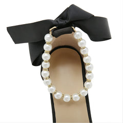 String Bead Buckle Strap Sandals Street Style Pointed Toe Thin High Heels Party