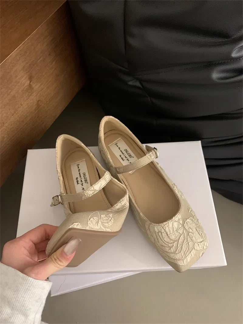 Square Flat Mary Jane Shoes