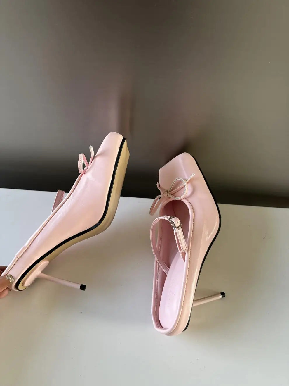 Ballerinas Shoes High Heels Mules Square Toe Slingback 39 Wedding White Brand Shoes Sandals
