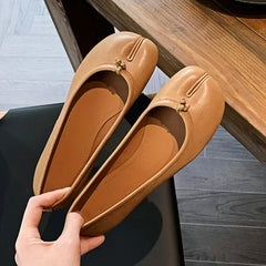 Soft Leather Split Toe Design Mules Flats Shoes Cozy Lightweight Soft Sole Loafers Mary Jane Pumps Ballet Shoe