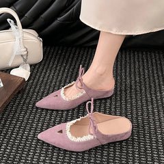 Pointed Toe Mules Slippers Casual Dress Street Style Slip On Shoes