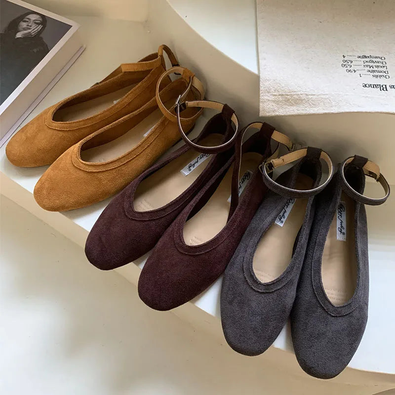 Brand Flat Shoes Round Toe Mary Jane Shoes Soft Sole Shallow Slip On Ballerinas Shoe Dree Shoes Mule