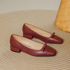 Single Shoes Retro Simple Mary Jane Square Head Shallow Mouth Comfortable Soft Leather Shoes