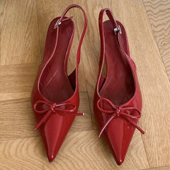 Style Thin Low Heels Butterfly-knot Woman Pumps Elegant Pointed Toe Buckle Strap Party Wedding