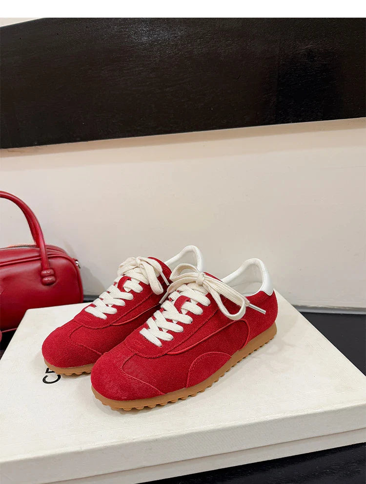 Sports Shoes Genuine Leather Thick-Soled Single Shoes 2025Retro Sports Forrest Gump German Training Shoes