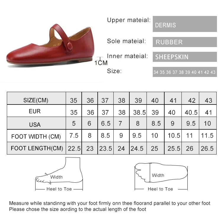 Mary Jane Shoes Genuine Leather Shoes Buckle Comfortable Flat Shoes