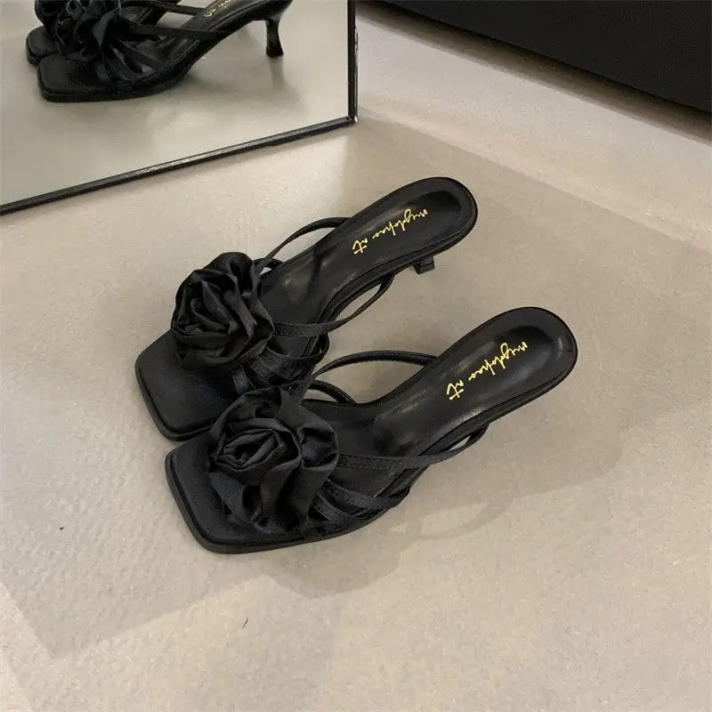 Red Rose Handmade Flower Sandal Heels Wedding Shoes Bride Shoes Design Pumps