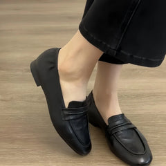 British Style Casual Lightweight Flat Shoes Office Retro Leather Loafers Flats