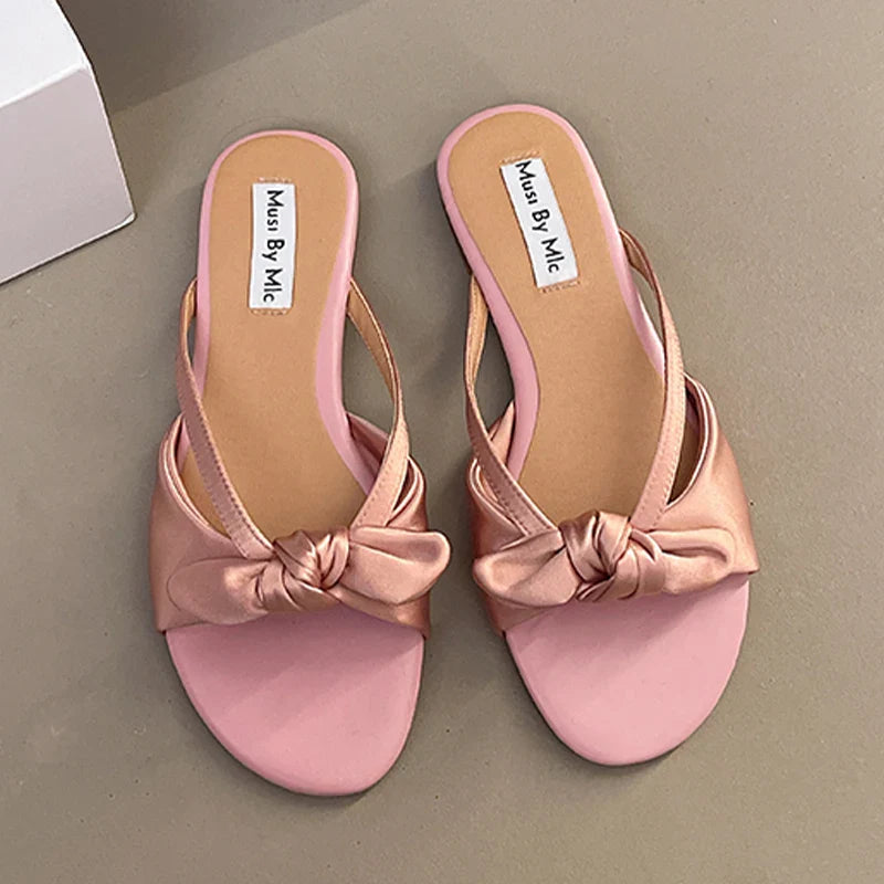 Bow Slippers Flats Sandals Casual Home Shoes Trend Sport Shoes Beach Flip Flops Walking Slides Mujer Sandalias