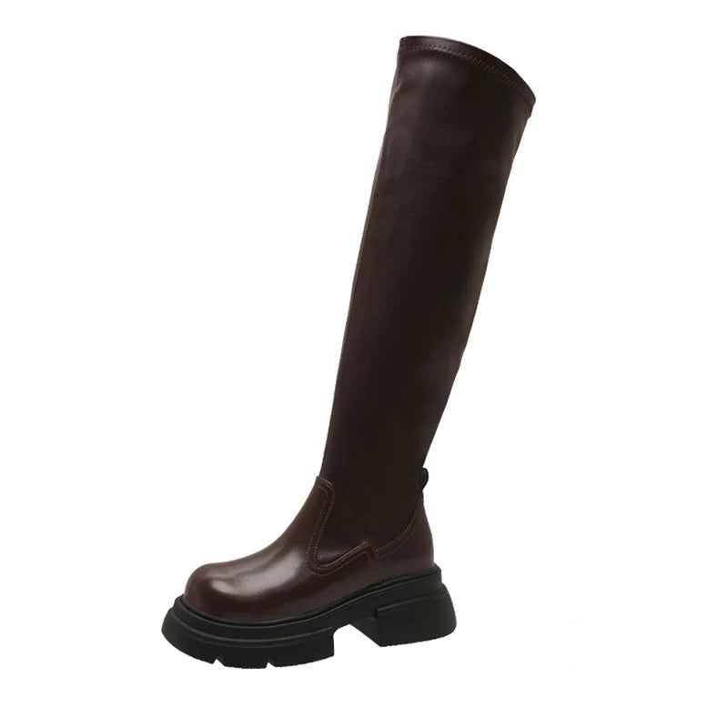 Vintage Over The Knee High Boots Slip On Long Booties Shoes