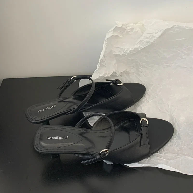 Shallow Elegant Low Heel Pumps Shoes Casual Slides Footwear Slip On Heeled Sandals Shoes