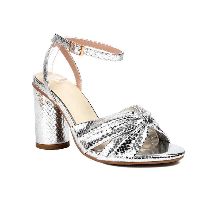 Gold Silver Greens Gladiator Sandals Round High Heel Ankle Strap American Style All-match Shoes Big Size 50