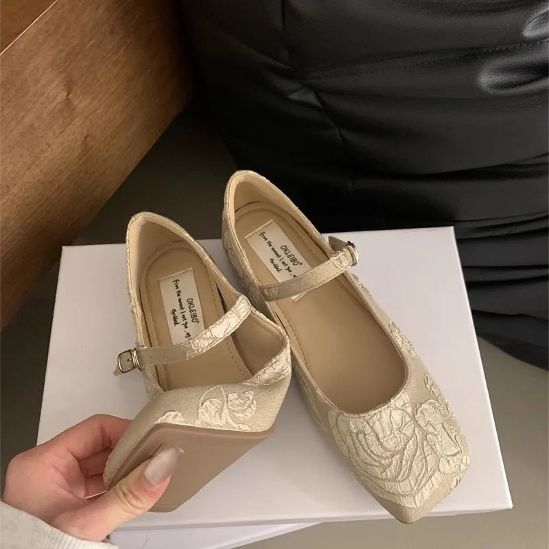 Square Flat Mary Jane Shoes