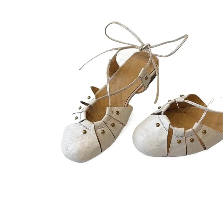Flat Sandals Woman Slippers Slingback Trend Dress Shallow Soft Leather Comfort Sandalias