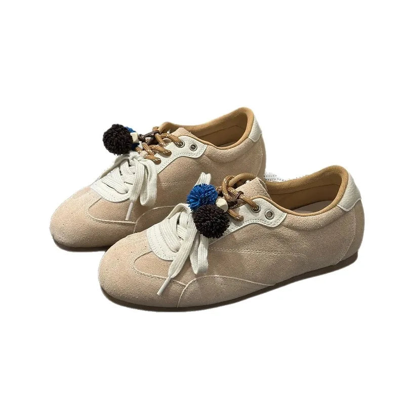 Retro Sporty Thick Bottom Breathable Heightening Shoes Vintage Dequn Round Toe Low Heel Comfortable All Season Shoe
