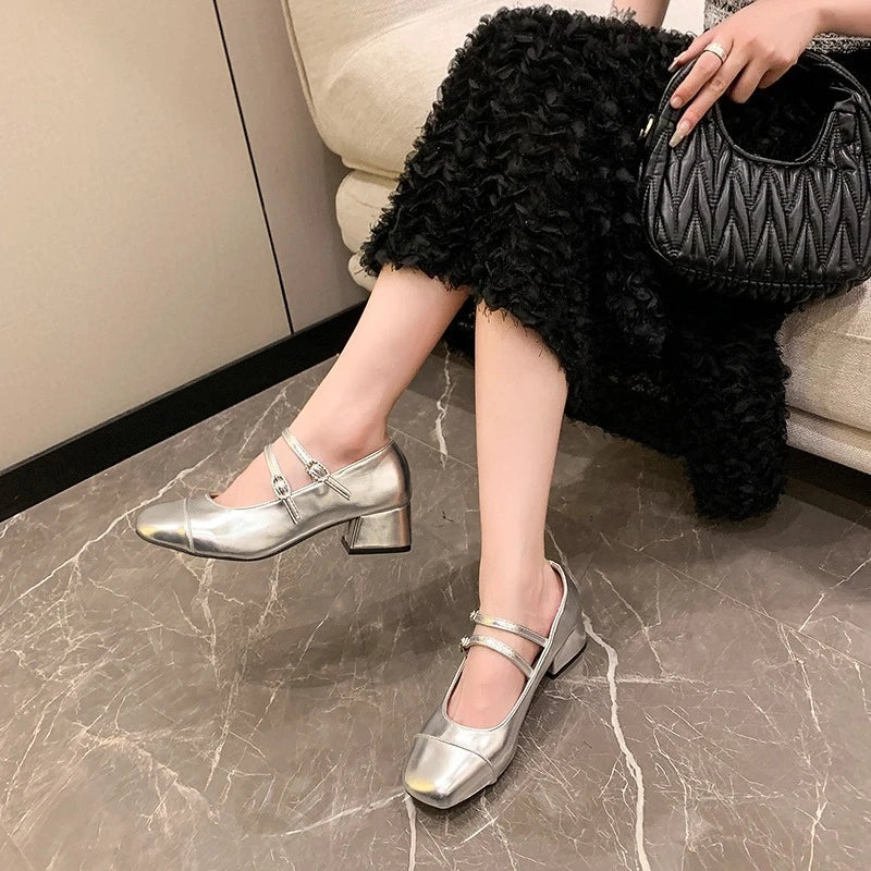 Lolita Mary Jane Shoes Causal Formal Versatile High Heel Shoes Wedding Party Elegant Dress Pumps