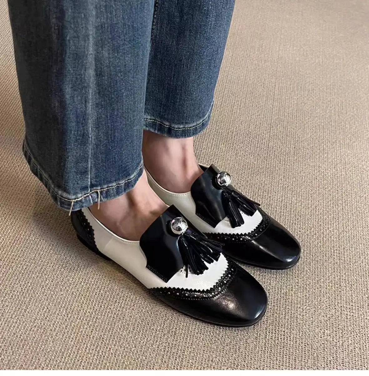 Flats Loafers Shoes Casual Mary Jane Dress Walking Pu Leather Lolitas Round-toed Shoes