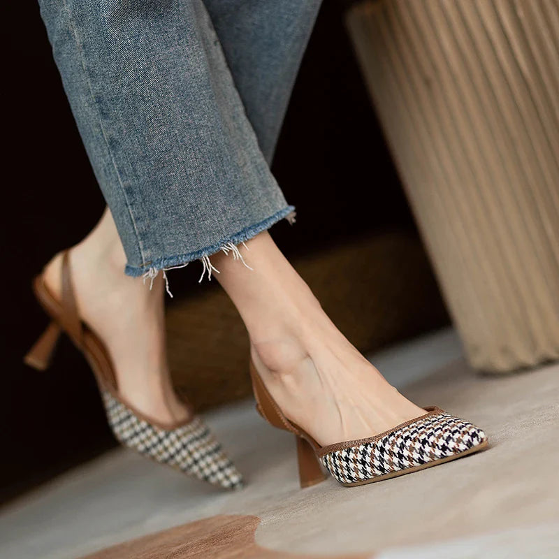 Pointed Toe Sandals Elegant Slippers High Heels Shoes Brand Slingback Shoes Dres Pumps Mujer De Slides