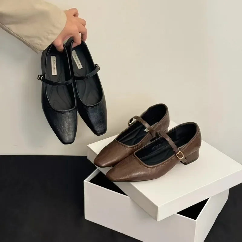 slip-on flats square toe elegant slim daily shoes