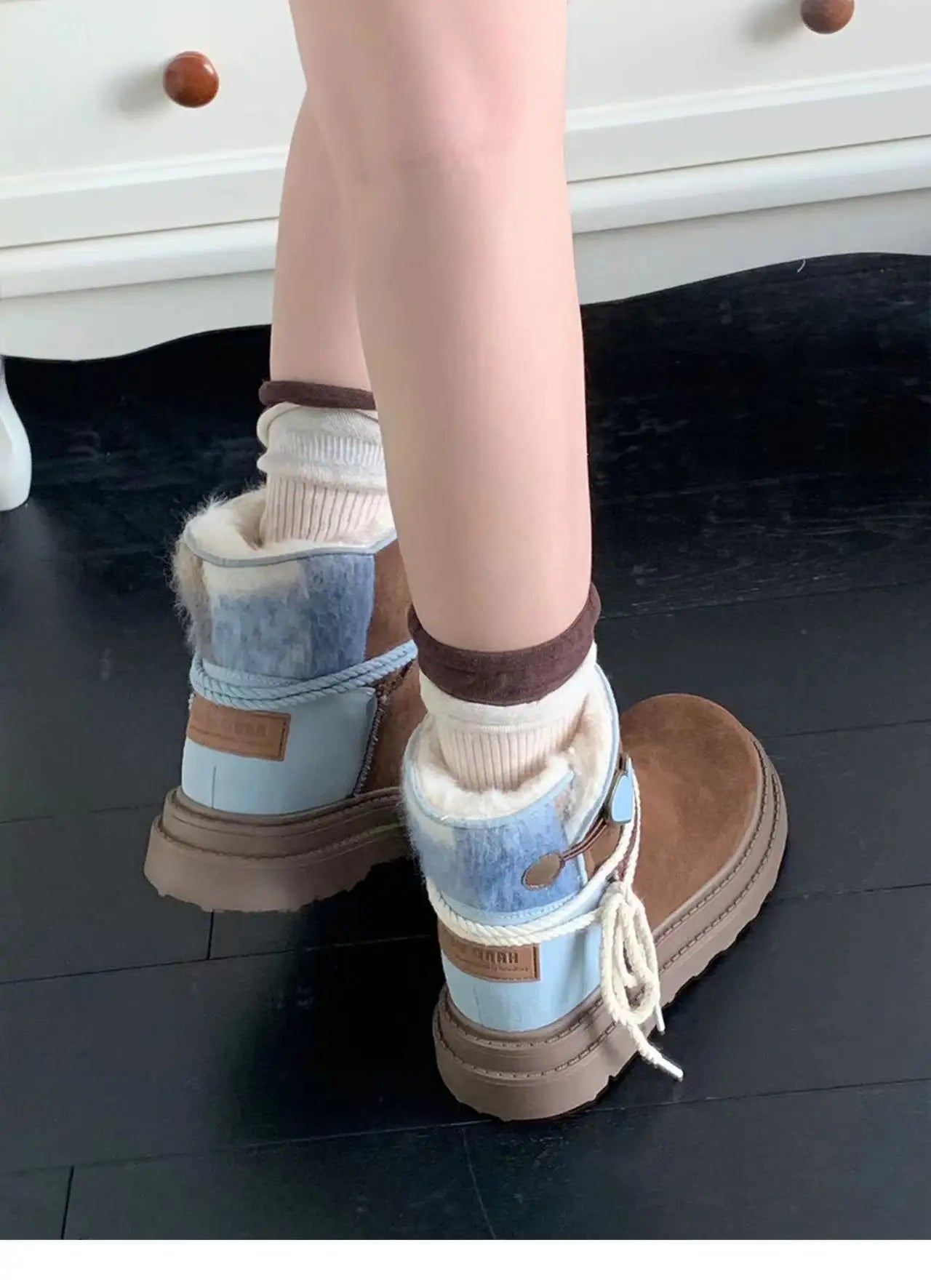 Snow Boots Platform Warm Fur Casual Outdoor High Top Shoes Heart Design Plush Ankle Boots High Quality Cotton Shoes