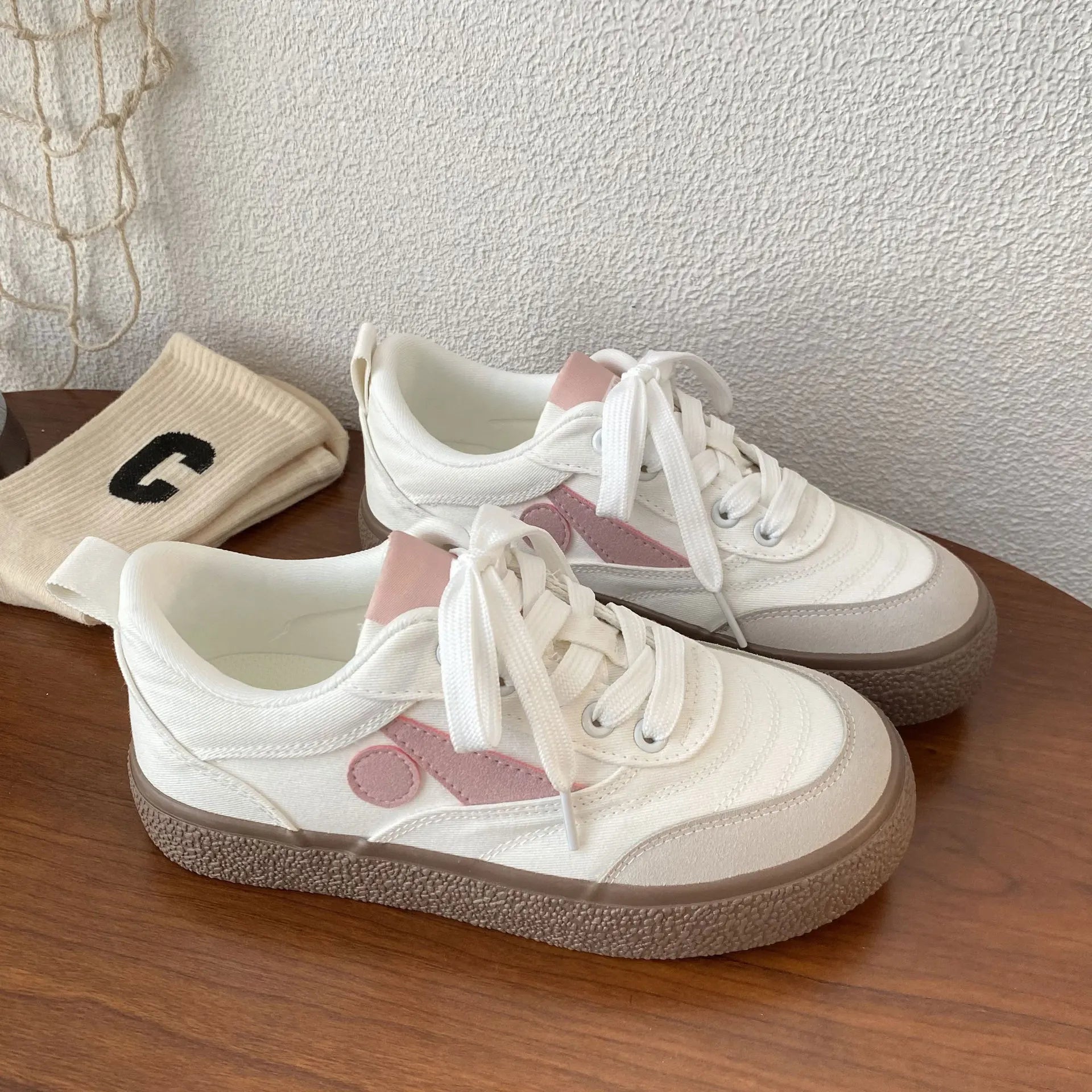Thick Bottom Training Shoes Retro Mixed Color Students Sneakers Casual Concise Soft Soled Sports Shoes