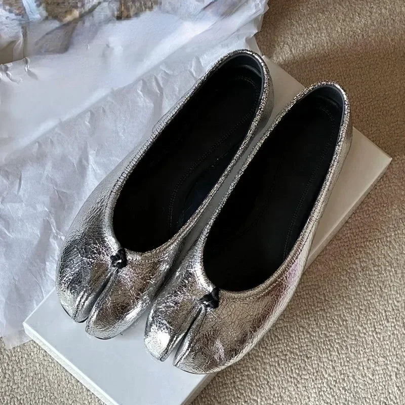 Soft Leather Split Toe Design Mules Flats Shoes Cozy Lightweight Soft Sole Loafers Mary Jane Pumps Ballet Shoe