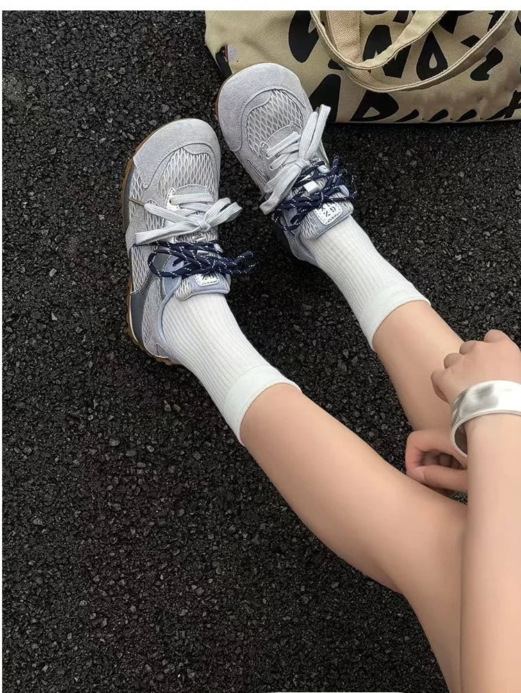 Outdoor Running Shoes Comfortable Lace Up Sneakers Casual Flats Soft Flat Sneakers Shoes