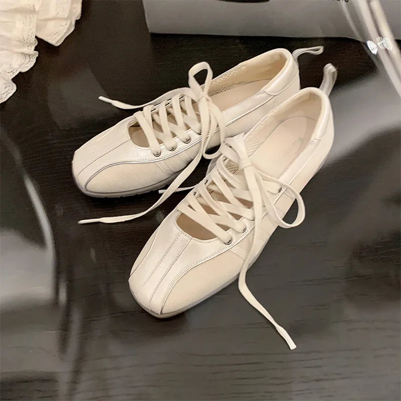 Ballet Style Flats Lace-up Retro Mary Jane Comfortable Lightweight Ballet Sneakers