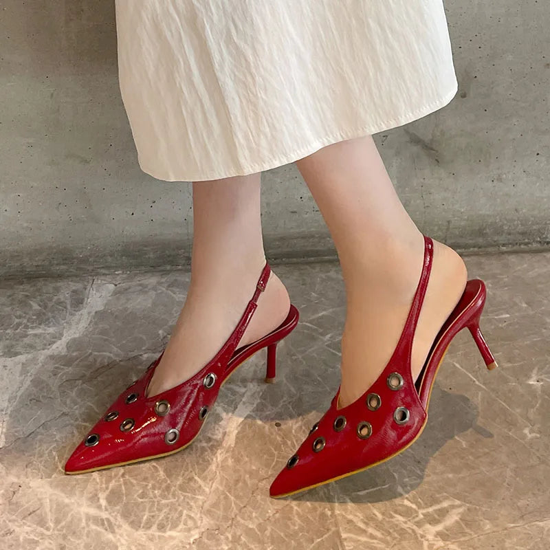 Big Size 43 Metal Heels Shoes In Pointed Toe Footwear Party Thin High Heels Shoes