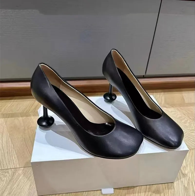 Star style Square toe Soft Leather Office Lady Stiletto High heels Party