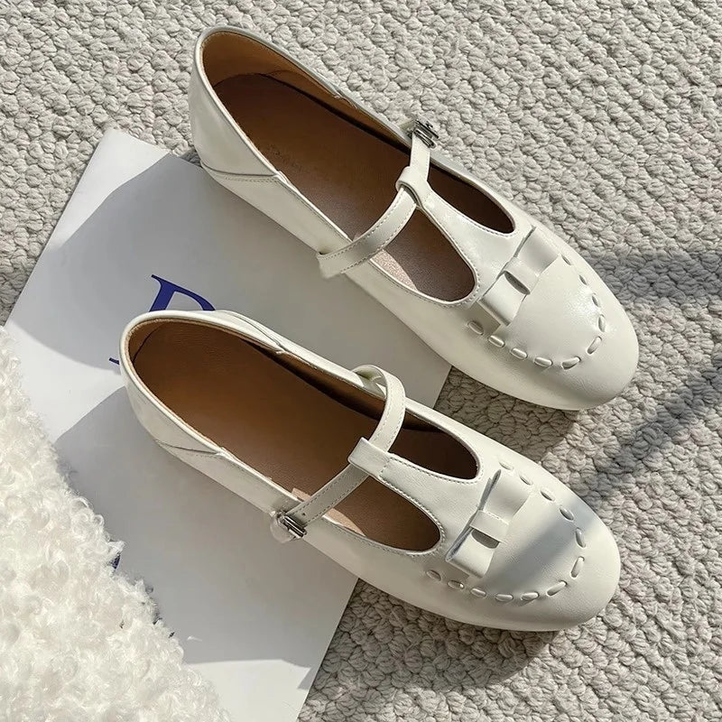 Pointed Toe Buckle Strap Flat Shoes Roman Retro Solid Color Casual Shallow Mouth Flats Comfy Soft Flat Shoes
