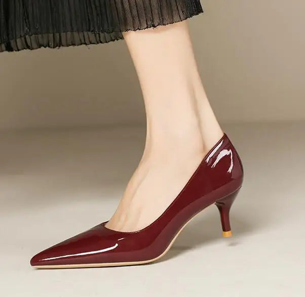5cm Stilletos High Heels Red/Nude Pumps Patent Leather Tacones Wedges Femme Office Gift Shoes Wedding