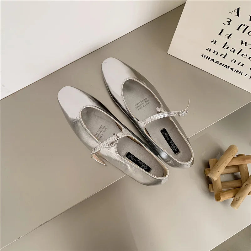 Flat mary janes shoes woman candy color soft leather ballet flats ankle strap comfy mocaasins