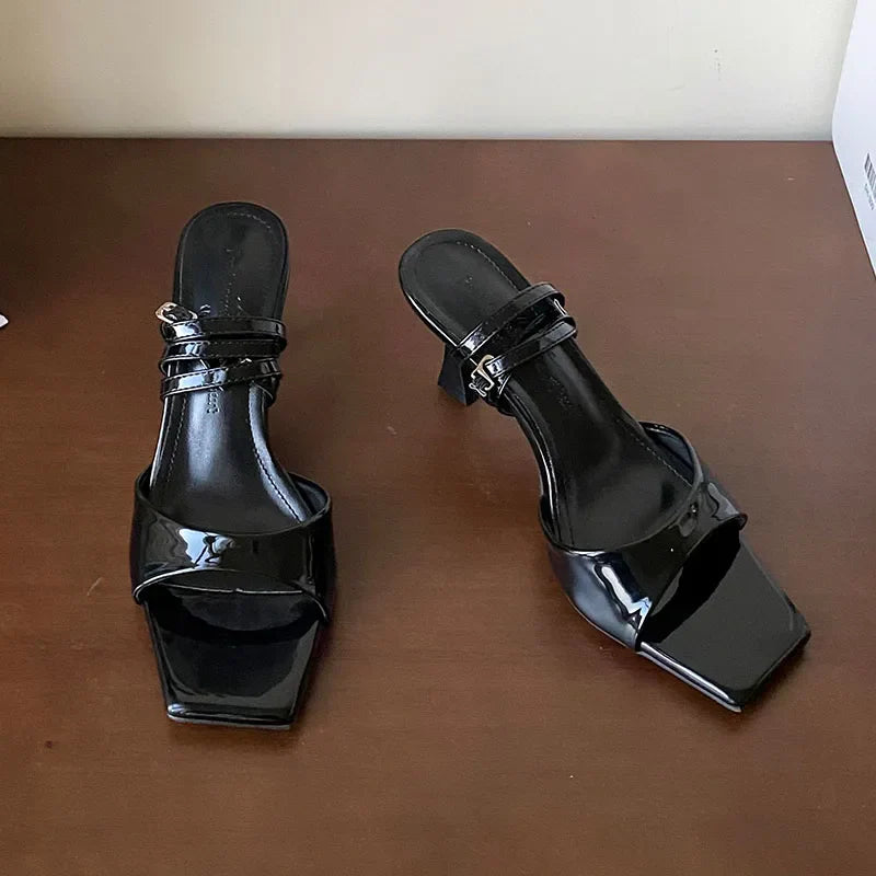 Ankle Strap High Heels Pumps Shoes Square Toe Footwear Shallow Party High Heels Shoes