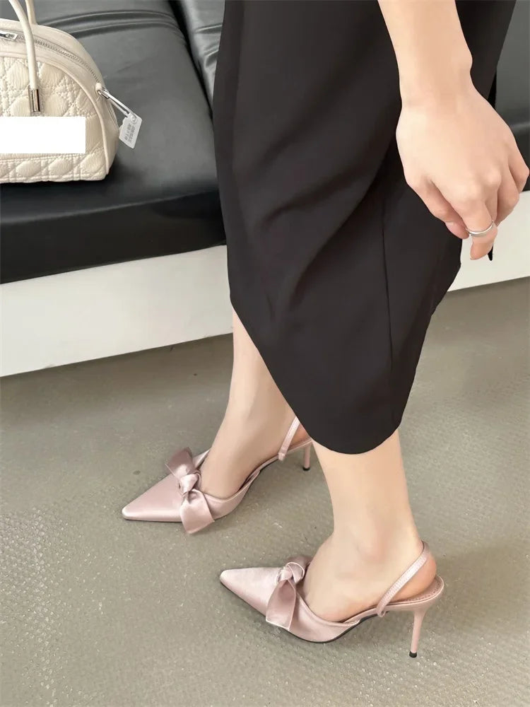 Design Style Butterfly-knot Thin High Heels Pointed Toe Banquet Wedding