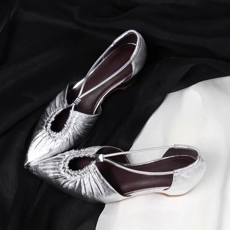 Pointed Hollow Pleated Flat Shoes Outdoor Shallow Casual Sandals Comfortable Breathable Shoes