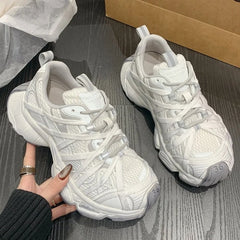Platform Soled Lace Up Sneakers Comfortable Soft Sports Shoes Outdoor Casual Couple Running Shoes