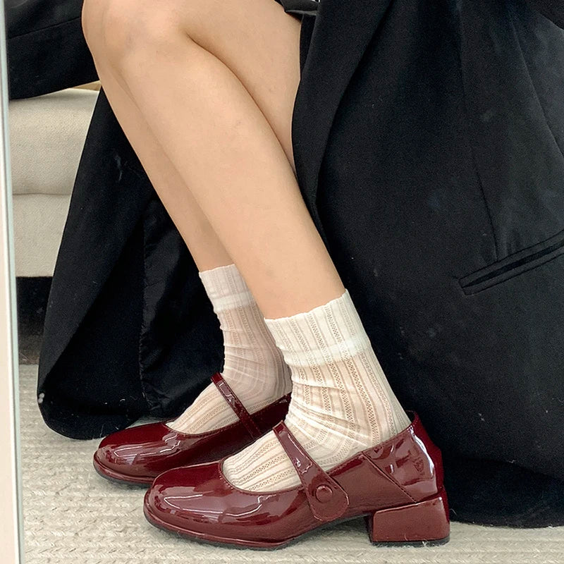 Shoes Woman Oxfords All-Match British Style Footwear Leather Preppy Dress Retro Med Mary Janes