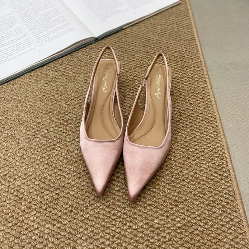 Low Heel Footwear Shallow Heeled Sandals Shoes Casual Pointed Toe Sandals Slip On