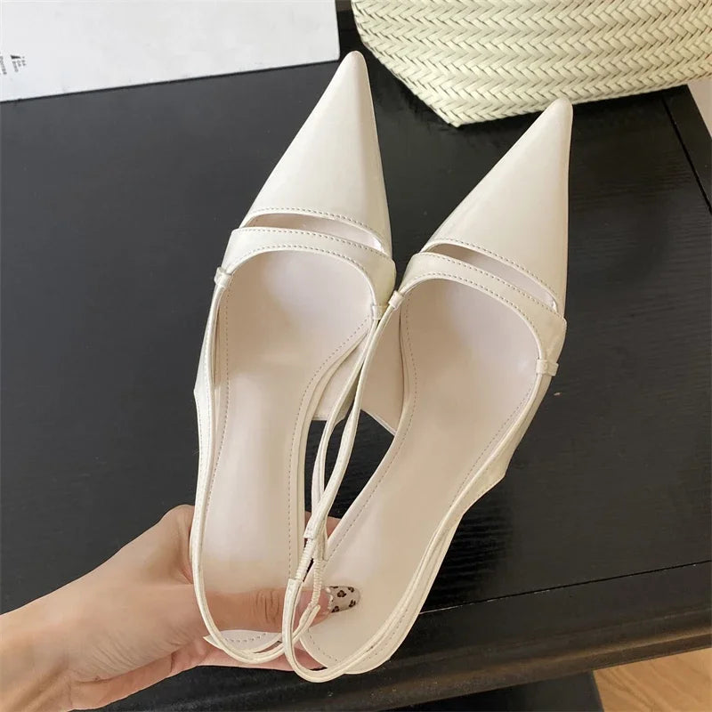 Design Hollow Out Pointed Toe Street Style Thin Low Heels Street Style Stripper Sandals Shoes