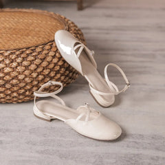 cover toe cross band gladiator sandals japanned leather ankle strap sandalias mujer low heel shoes