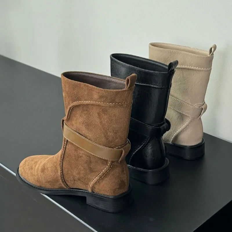 Retro Chunky Heels Ankle Boots