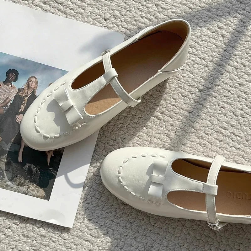 Pointed Toe Buckle Strap Flat Shoes Roman Retro Solid Color Casual Shallow Mouth Flats Comfy Soft Flat Shoes