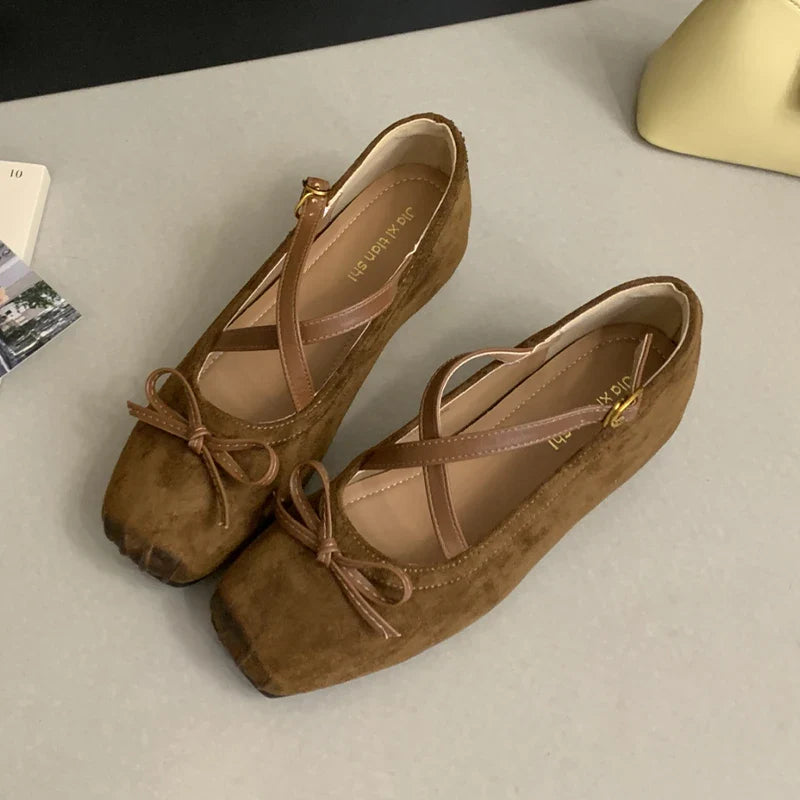 Bow Mary Jane Shoes Flats Ballet Shoes Casual Square Toe Sandals Trend Running Hiking Shoes Dress Sandalias