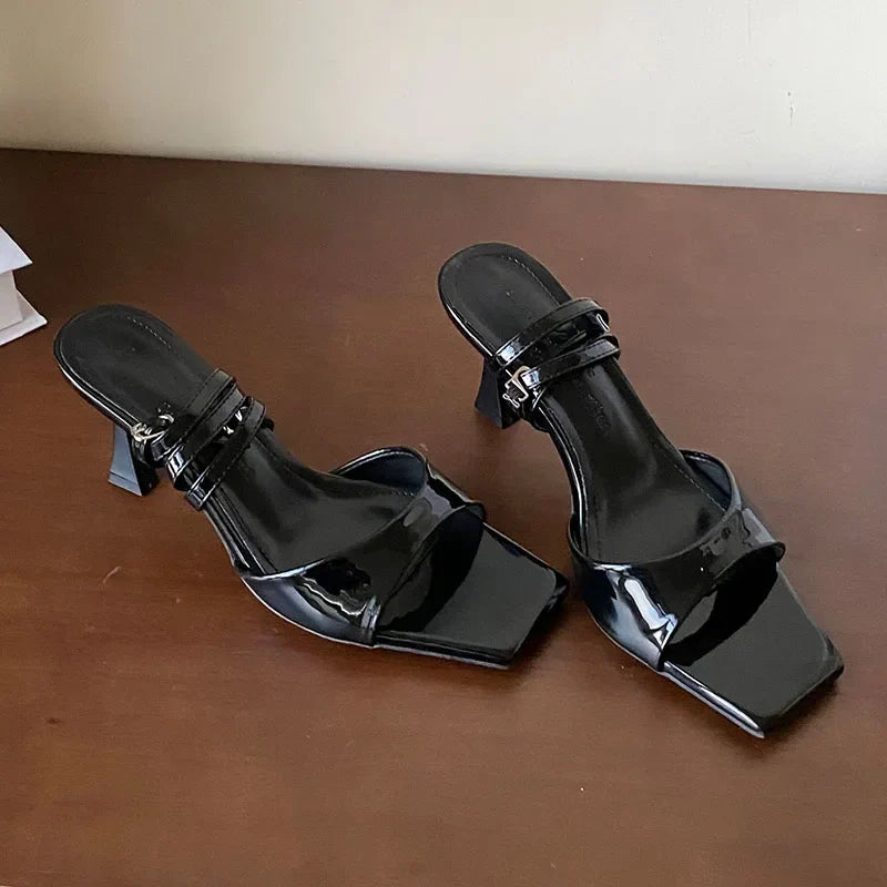 Ankle Strap High Heels Pumps Shoes Square Toe Footwear Shallow Party High Heels Shoes