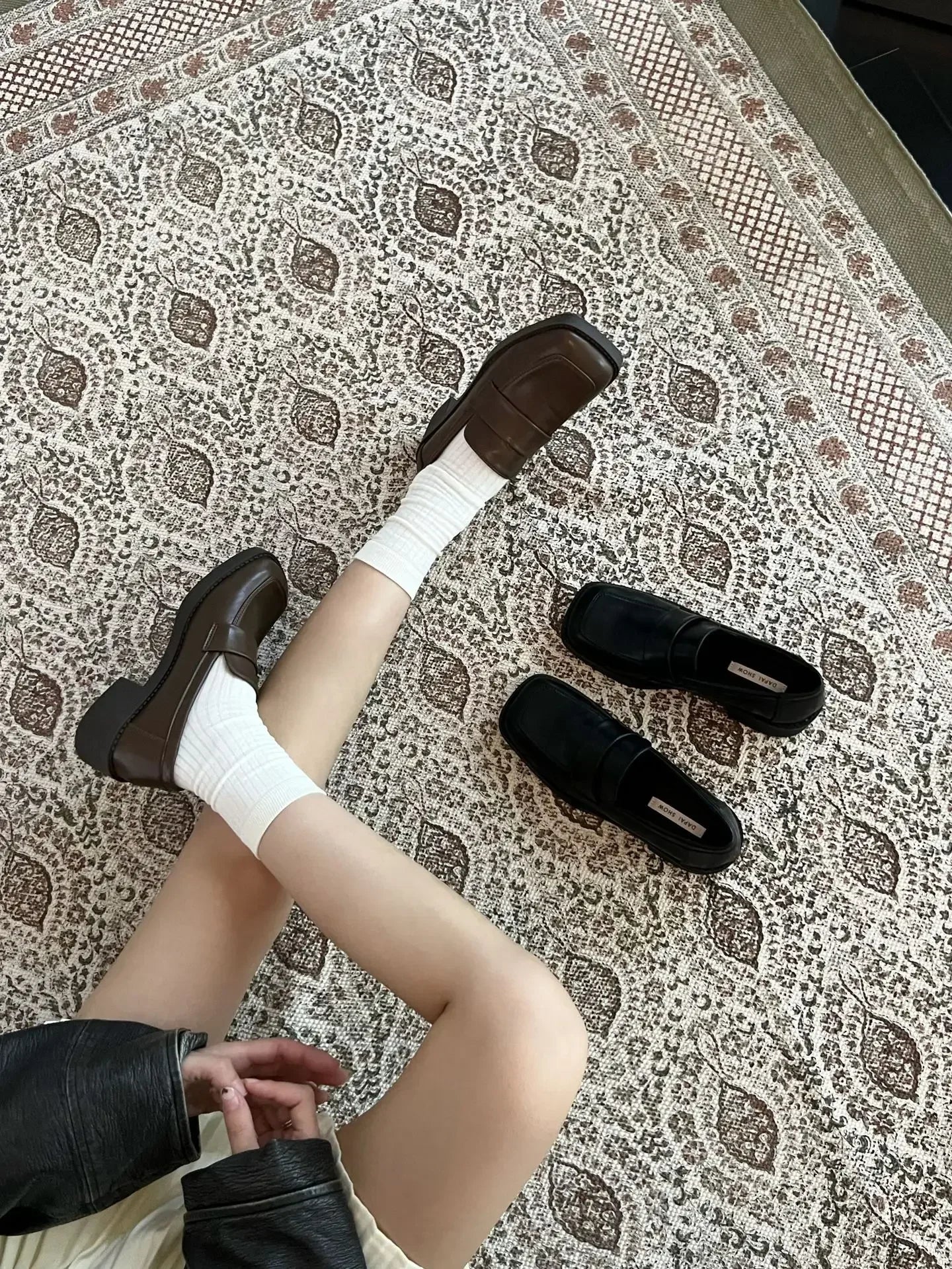 Size 34-40 PU Real Leather Loafers Casual Flats Shoes Low Heels Vintage Office Lady Daily Dress