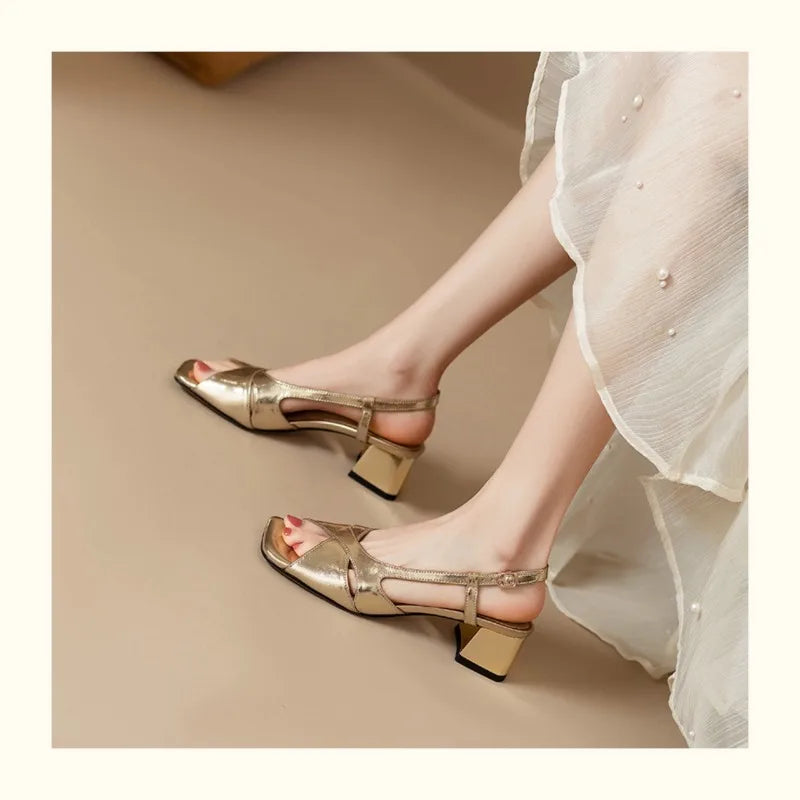 Hollowed-out Open Toe Buckle Shoes Soft Sole Casual Outdoor Beach High Heel Sandals