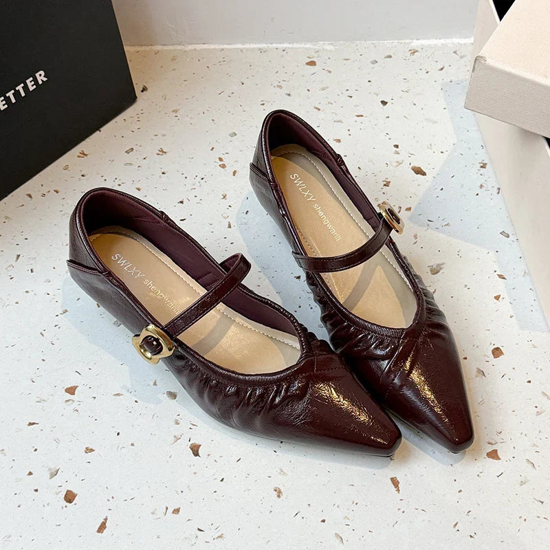Pointed Toe High Heels Mary Jane Shoes Sandals Dress Shallow Mujer Zapatos