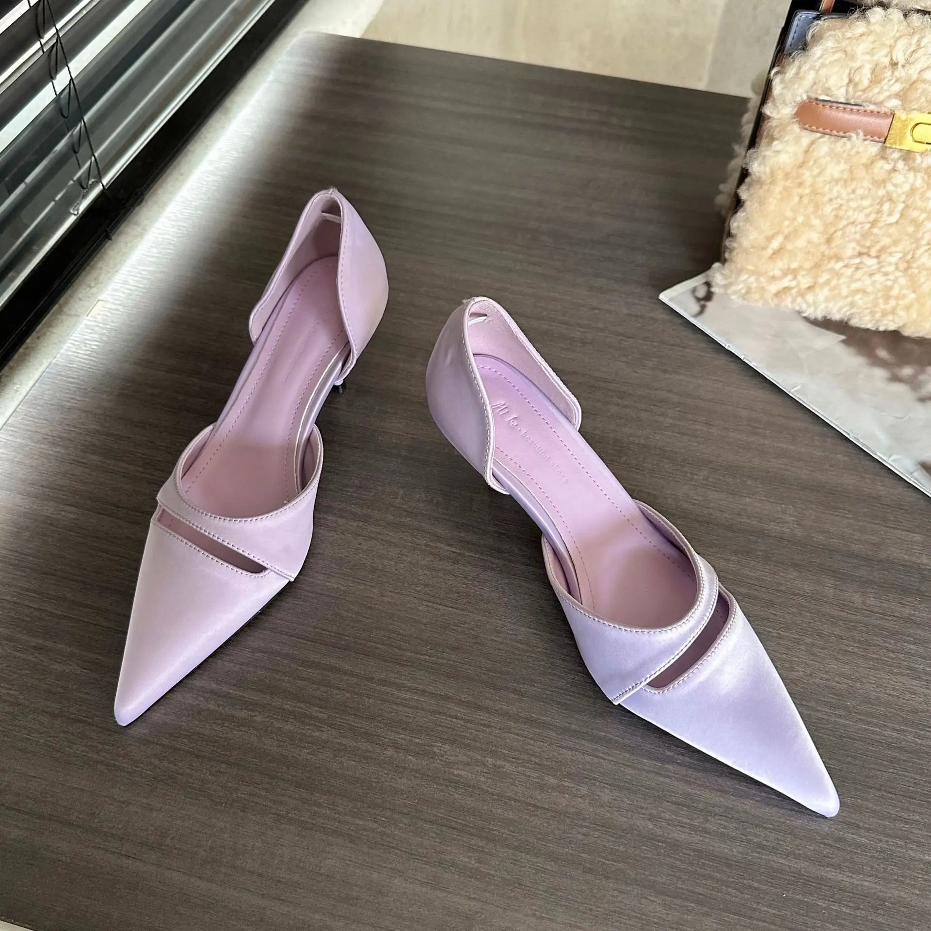 Pointed Toe Pumps Sandals Slingback High Heels Brand Comfy Elegance Low Heel Office Shoes